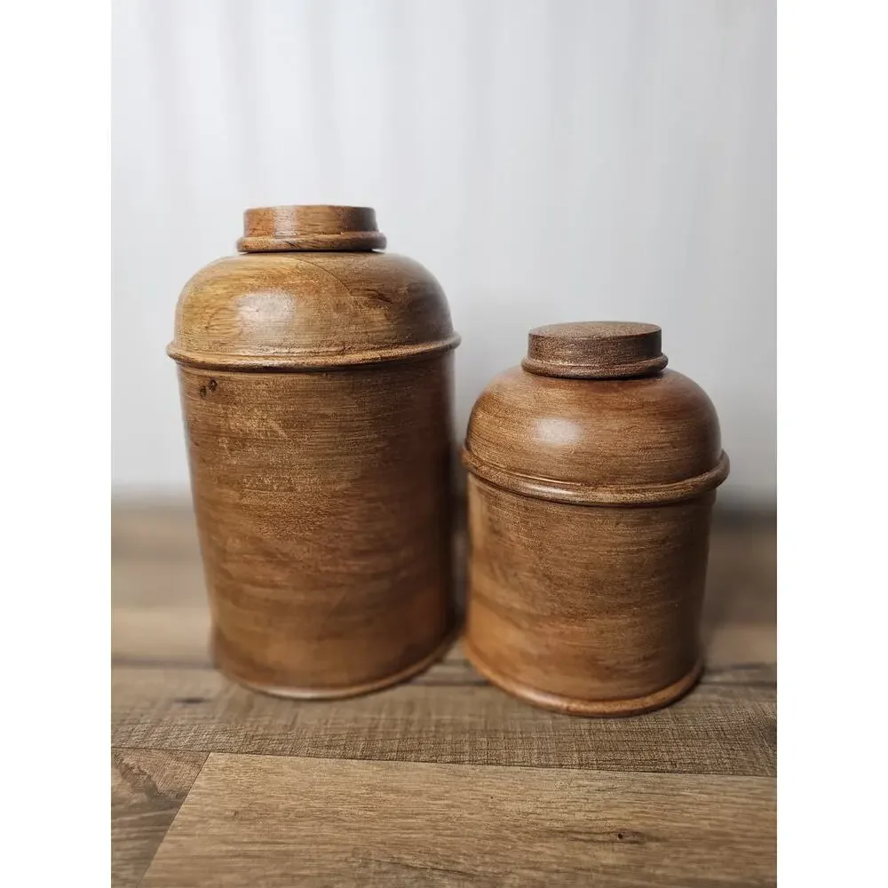 Wooden‎ Cannister Set Of 2 Decorative Modern Apothecary Nautical Kitchen